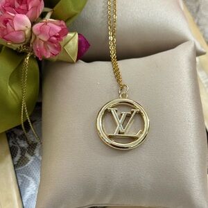 Louis Vuitton Gold Circle Pendant Necklace
